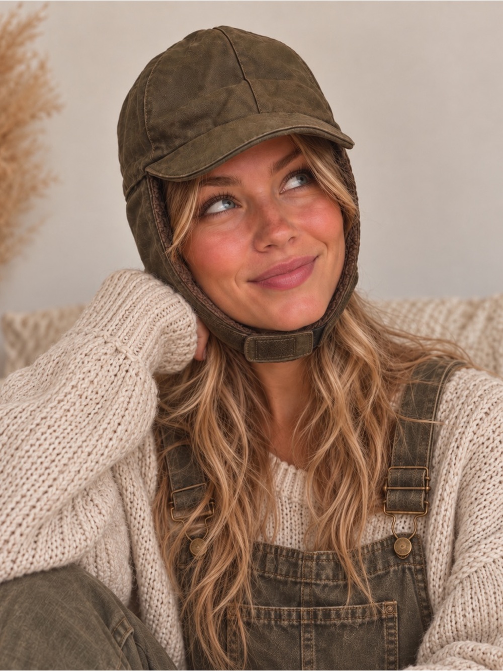 Vintage Military Aviator Cap XS Olive Ear Flap Trapper Hat